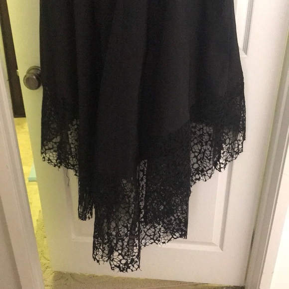 Black Betsy Adam Lace Trim High Low Gown - Picture 7 of 8